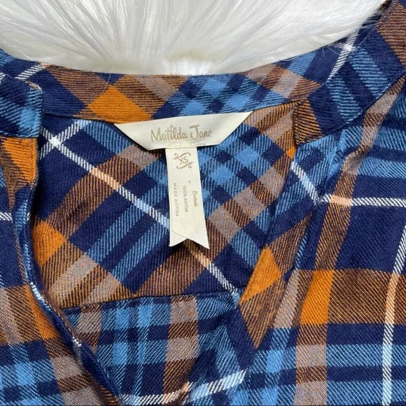 Matilda Jane General Store Plaid Tunic Blue Orange - Picture 4 of 12